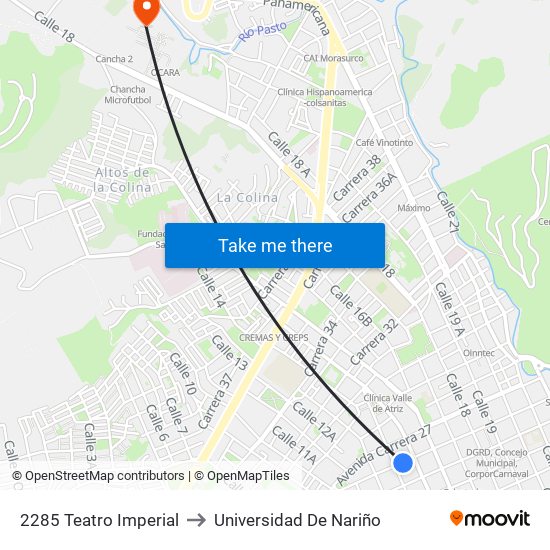 2285 Teatro Imperial to Universidad De Nariño map