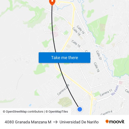 4080 Granada Manzana M to Universidad De Nariño map