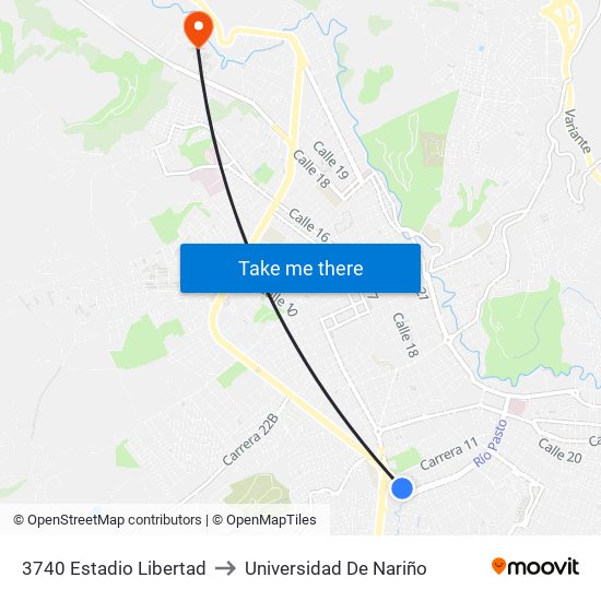 3740 Estadio Libertad to Universidad De Nariño map