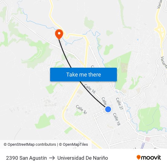 2390 San Agustín to Universidad De Nariño map