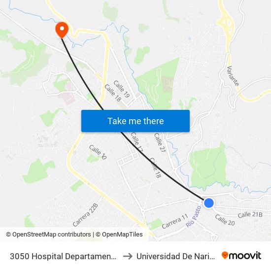 3050 Hospital Departamental to Universidad De Nariño map