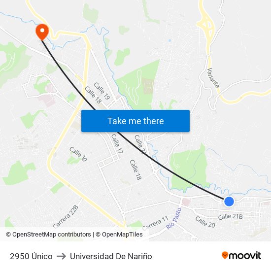 2950 Único to Universidad De Nariño map