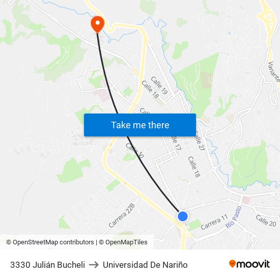 3330 Julián Bucheli to Universidad De Nariño map
