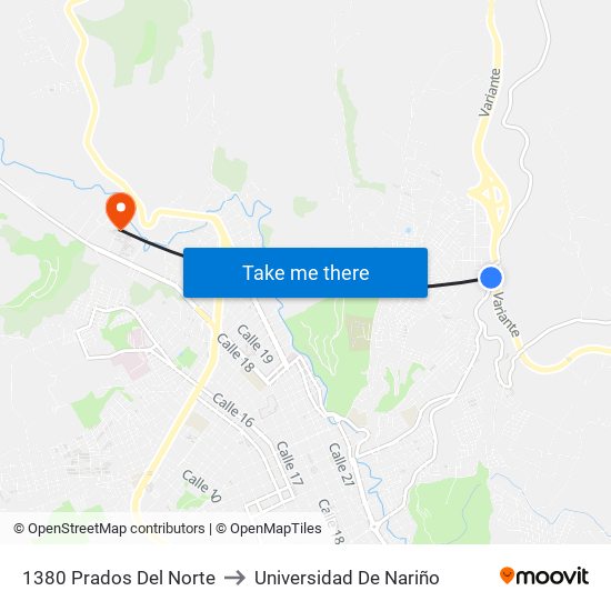 1380 Prados Del Norte to Universidad De Nariño map