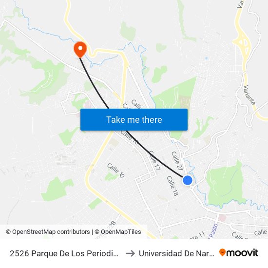 2526 Parque De Los Periodistas to Universidad De Nariño map