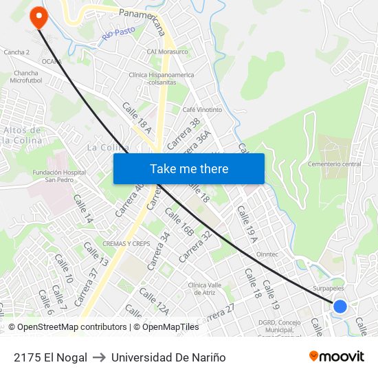 2175 El Nogal to Universidad De Nariño map