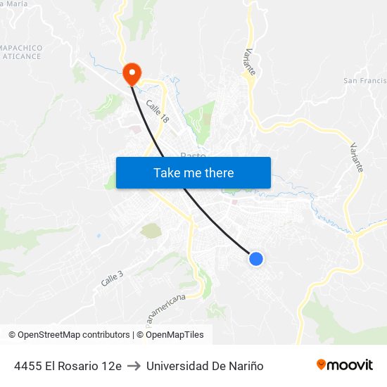 4455 El Rosario 12e to Universidad De Nariño map