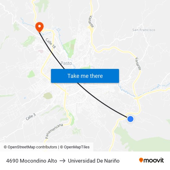 4690 Mocondino Alto to Universidad De Nariño map