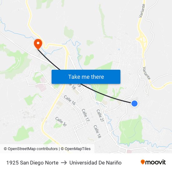 1925 San Diego Norte to Universidad De Nariño map