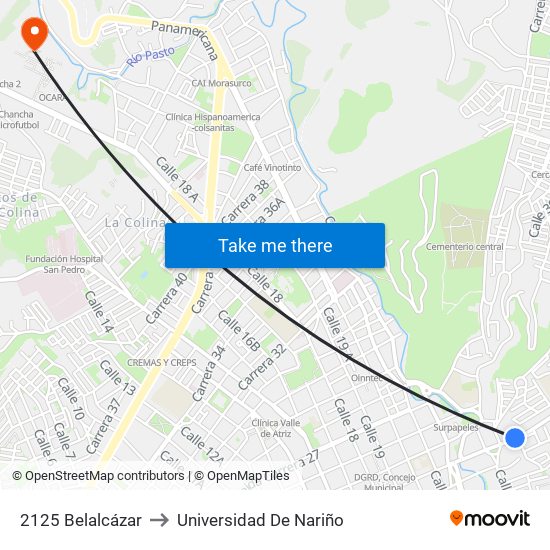 2125 Belalcázar to Universidad De Nariño map