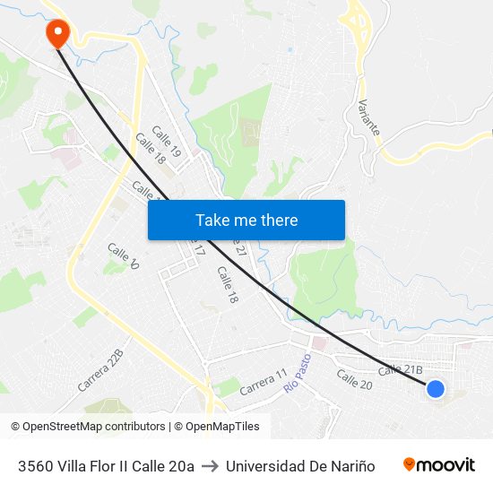3560 Villa Flor II Calle 20a to Universidad De Nariño map