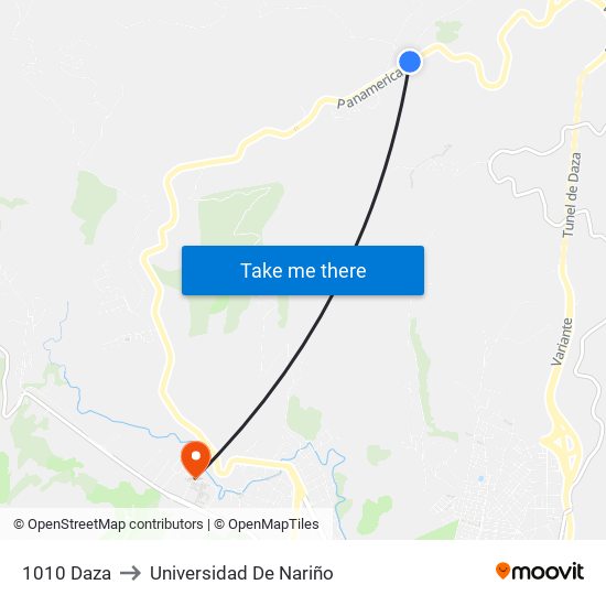 1010 Daza to Universidad De Nariño map