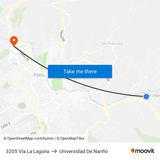 3205 Vía La Laguna to Universidad De Nariño map