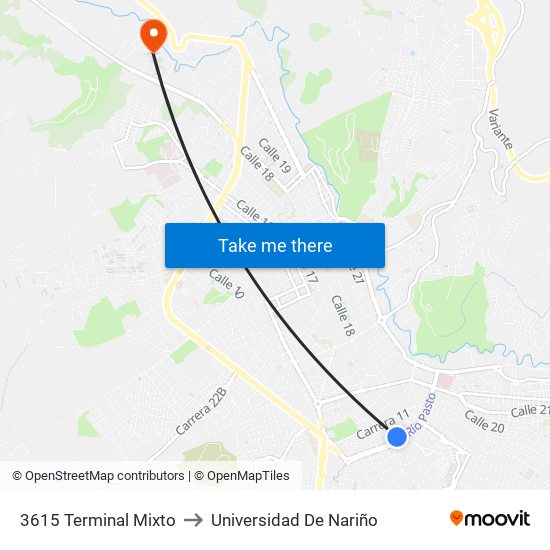 3615 Terminal Mixto to Universidad De Nariño map