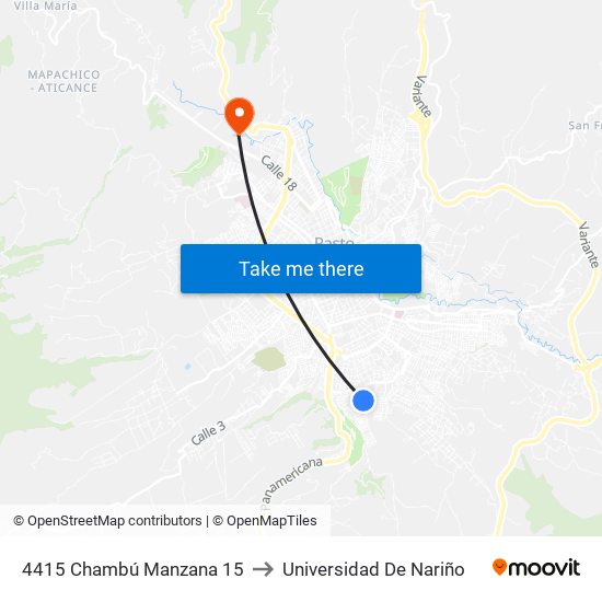4415 Chambú Manzana 15 to Universidad De Nariño map