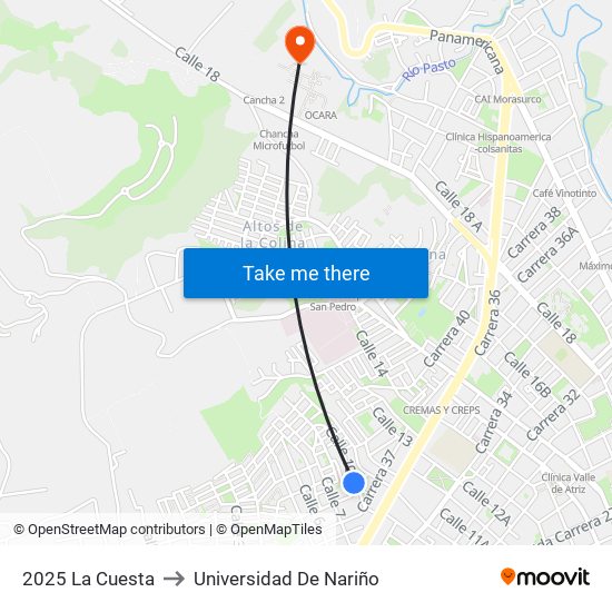 2025 La Cuesta to Universidad De Nariño map