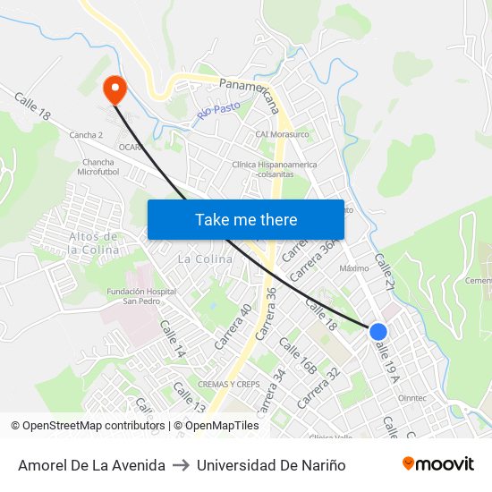 Amorel De La Avenida to Universidad De Nariño map