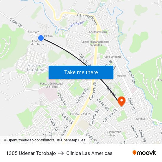 1305 Udenar Torobajo to Clínica Las Americas map