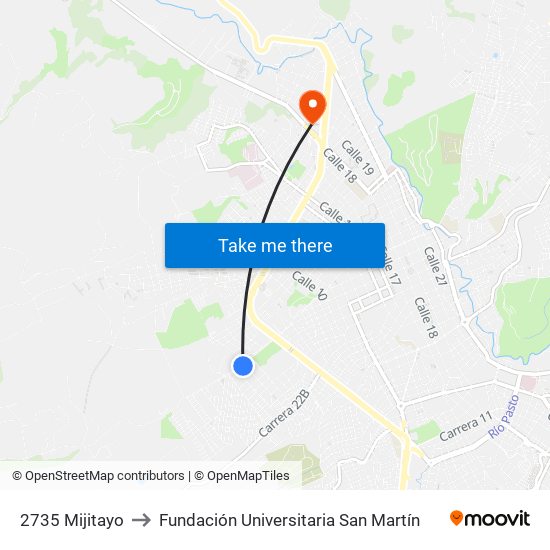 2735 Mijitayo to Fundación Universitaria San Martín map