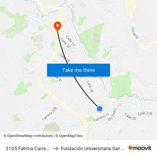 3105 Fátima Carrera 13 to Fundación Universitaria San Martín map