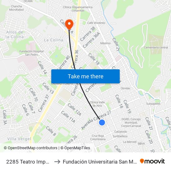 2285 Teatro Imperial to Fundación Universitaria San Martín map