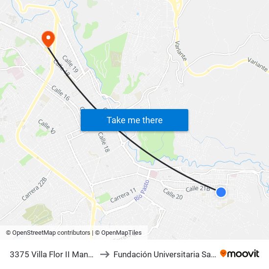 3375 Villa Flor II Manzana 10 to Fundación Universitaria San Martín map