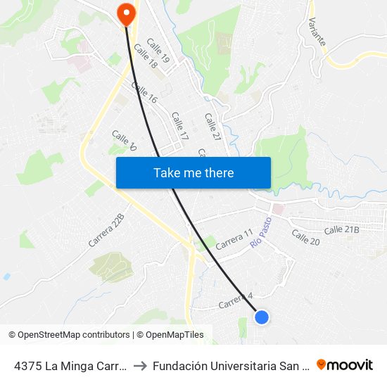 4375 La Minga Carrera 2 to Fundación Universitaria San Martín map