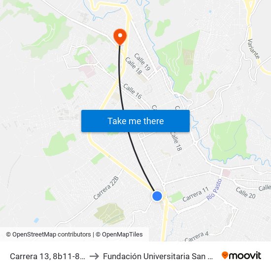 Carrera 13, 8b11-8b39 to Fundación Universitaria San Martín map