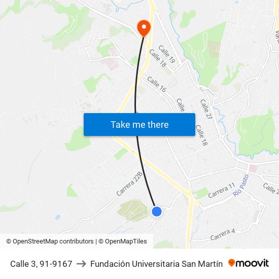 Calle 3, 91-9167 to Fundación Universitaria San Martín map