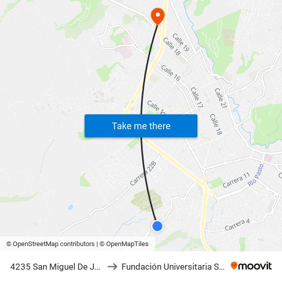4235 San Miguel De Jongovito to Fundación Universitaria San Martín map