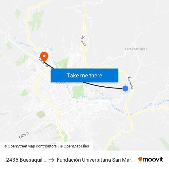 2435 Buesaquillo to Fundación Universitaria San Martín map