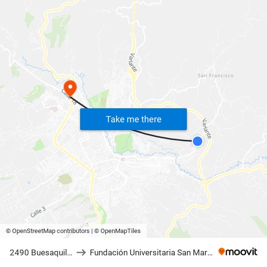 2490 Buesaquillo to Fundación Universitaria San Martín map
