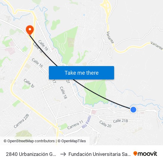 2840 Urbanización Guamues to Fundación Universitaria San Martín map