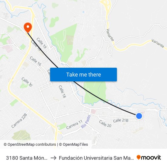 3180 Santa Mónica to Fundación Universitaria San Martín map