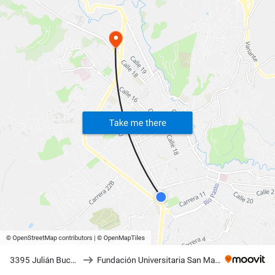 3395 Julián Bucheli to Fundación Universitaria San Martín map