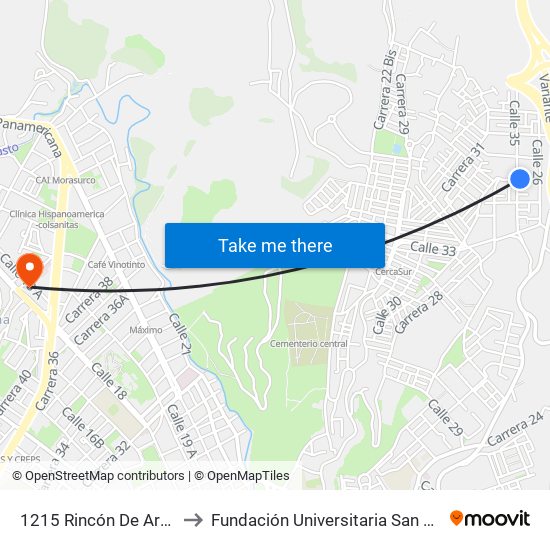 1215 Rincón De Aranda to Fundación Universitaria San Martín map