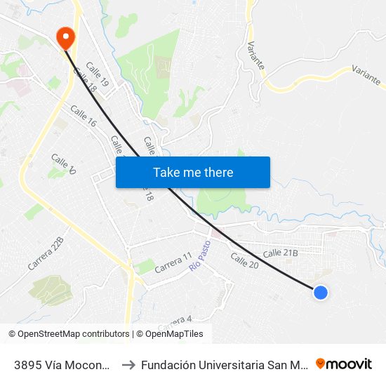3895 Vía Mocondino to Fundación Universitaria San Martín map