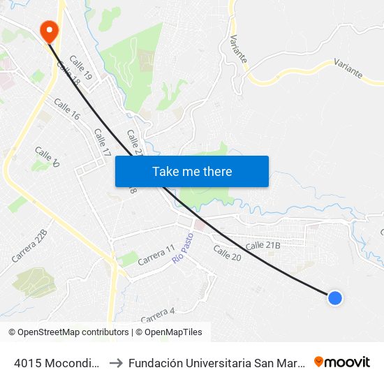 4015 Mocondino to Fundación Universitaria San Martín map