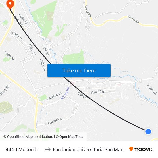 4460 Mocondino to Fundación Universitaria San Martín map