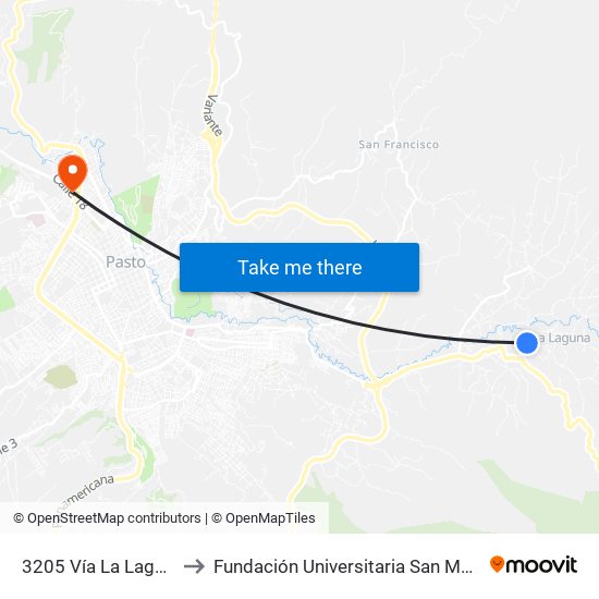 3205 Vía La Laguna to Fundación Universitaria San Martín map