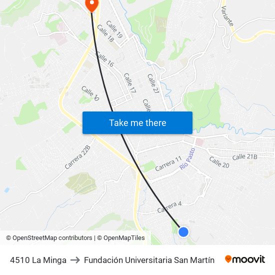 4510 La Minga to Fundación Universitaria San Martín map