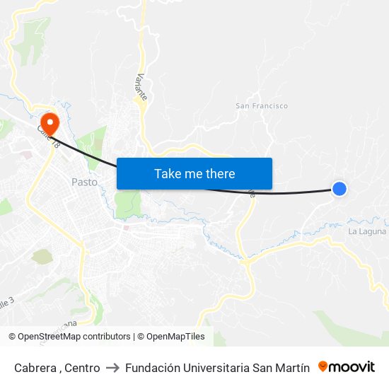 Cabrera , Centro to Fundación Universitaria San Martín map