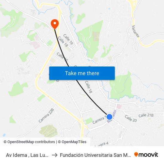 Av Idema , Las Lunas to Fundación Universitaria San Martín map