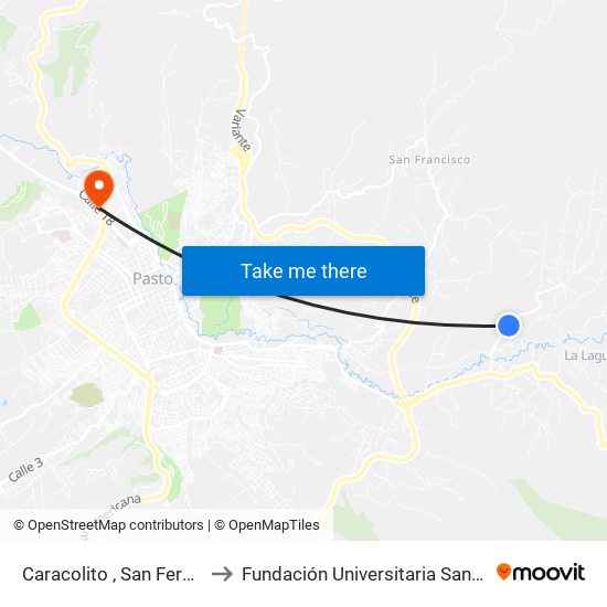 Caracolito , San Fernando to Fundación Universitaria San Martín map