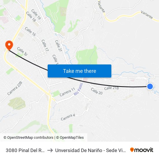 3080 Pinal Del Rio to Unversidad De Nariño - Sede Vipri map