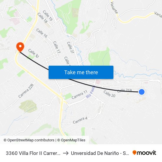 3360 Villa Flor II Carrera 9 Este to Unversidad De Nariño - Sede Vipri map