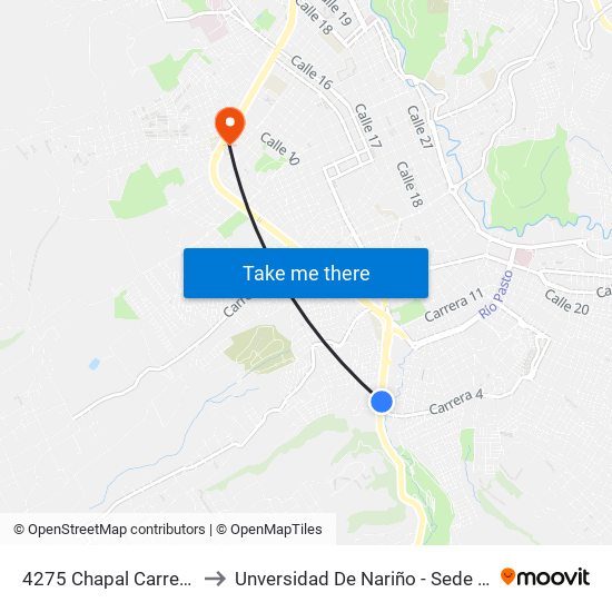 4275 Chapal Carrera 4 to Unversidad De Nariño - Sede Vipri map