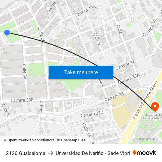 2120 Gualcaloma to Unversidad De Nariño - Sede Vipri map