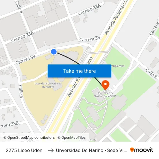 2275 Liceo Udenar to Unversidad De Nariño - Sede Vipri map