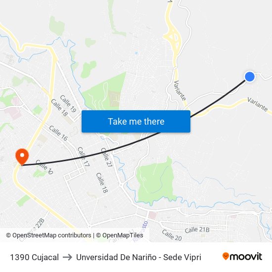 1390 Cujacal to Unversidad De Nariño - Sede Vipri map
